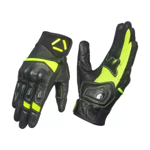 KORDA DRAG SHORT CUFF LEATHER RIDING GLOVES - FLUOROSCENT YELLOW