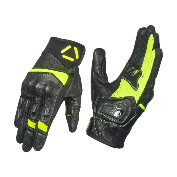 KORDA DRAG SHORT CUFF LEATHER RIDING GLOVES - FLUOROSCENT YELLOW