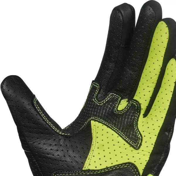 KORDA DRAG SHORT CUFF LEATHER RIDING GLOVES - FLUOROSCENT YELLOW - Image 4