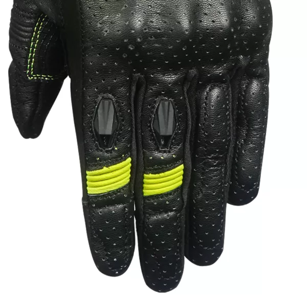 KORDA DRAG SHORT CUFF LEATHER RIDING GLOVES - FLUOROSCENT YELLOW - Image 6