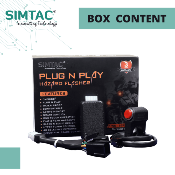 SIMTAC PNP HAZARD FLASHER - ROYAL ENFIELD | HUNTER | COMPATIBLE | WITH SWITCH [V6.0] |  ADAPTERMODULE | HNTR-WS6 - Image 2
