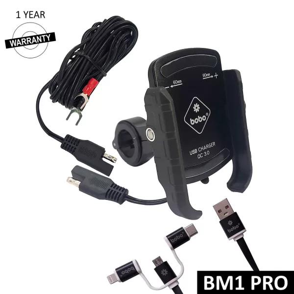 BOBO GEARS - MOBILE HOLDER - BM1 PRO - JAW GRIP ( WITH FAST USB 3.0 CHARGER , SAE CONNECTOR  FAST USB CABLE )