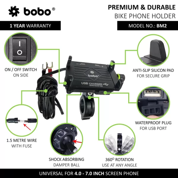 BOBO GEARS - MOBILE HOLDER - BM2 - CLAW GRIP ALUMINIUM ( WITH FAST USB 3.0 CHARGER ) - Image 2