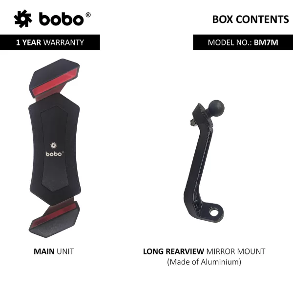 BOBO GEARS - MOBILE HOLDER - BM7M - DIAGONAL GRIP - LONG REAR VIEW MIRROR ATTACHMENT - Image 4