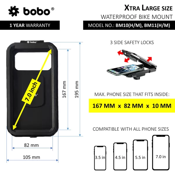 BOBO GEARS - MOBILE HOLDER - BM11M - FULLY WATERPROOF CASE WITH FAST 15W WIRELESS CHARGER & USB-C INPUT/OUTPUT PORT - Image 3