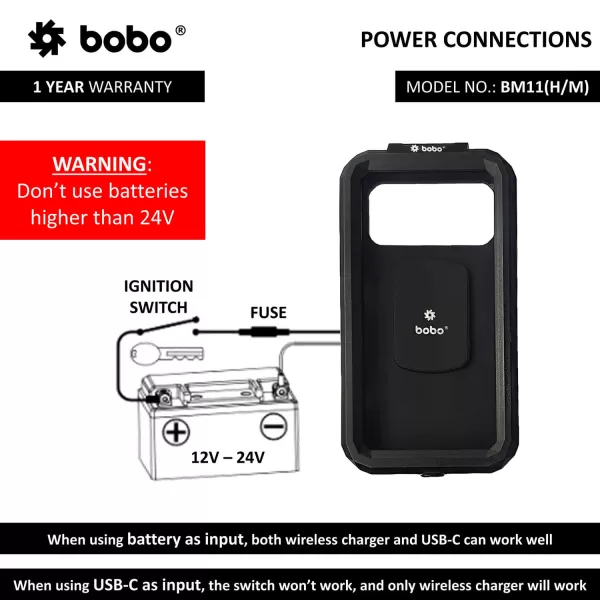 BOBO GEARS - MOBILE HOLDER - BM11M - FULLY WATERPROOF CASE WITH FAST 15W WIRELESS CHARGER & USB-C INPUT/OUTPUT PORT - Image 2