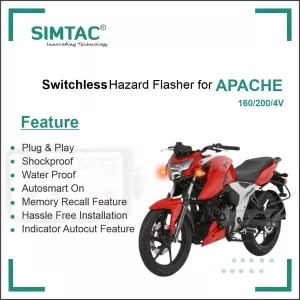 SIMTAC PNP HAZARD FLASHER -SWITCHLESS | APACHE | 160 | 200 | 4V | BS4 | BS6 | | COMPATIBLE | ADAPTERMODULE | AP4V-SL