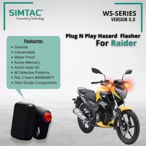 SIMTAC PNP HAZARD FLASHER -TVS RAIDER | 125 | COMPATIBLE | WITH SWITCH [V6.0]  / ADAPTERMODULE | RDR-WS6