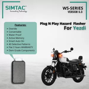 SIMTAC PNP HAZARD FLASHER -YEZDI | ROADSTER| SCRAMBLER | ADVENTURE | COMPATIBLE | ADAPTERMODULE | YZD-WS6