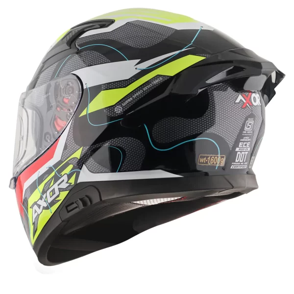 AXOR HELMETS - APEX DYNAMO HELMET -GLOSSY BLACK NEON YELLOW - Image 4